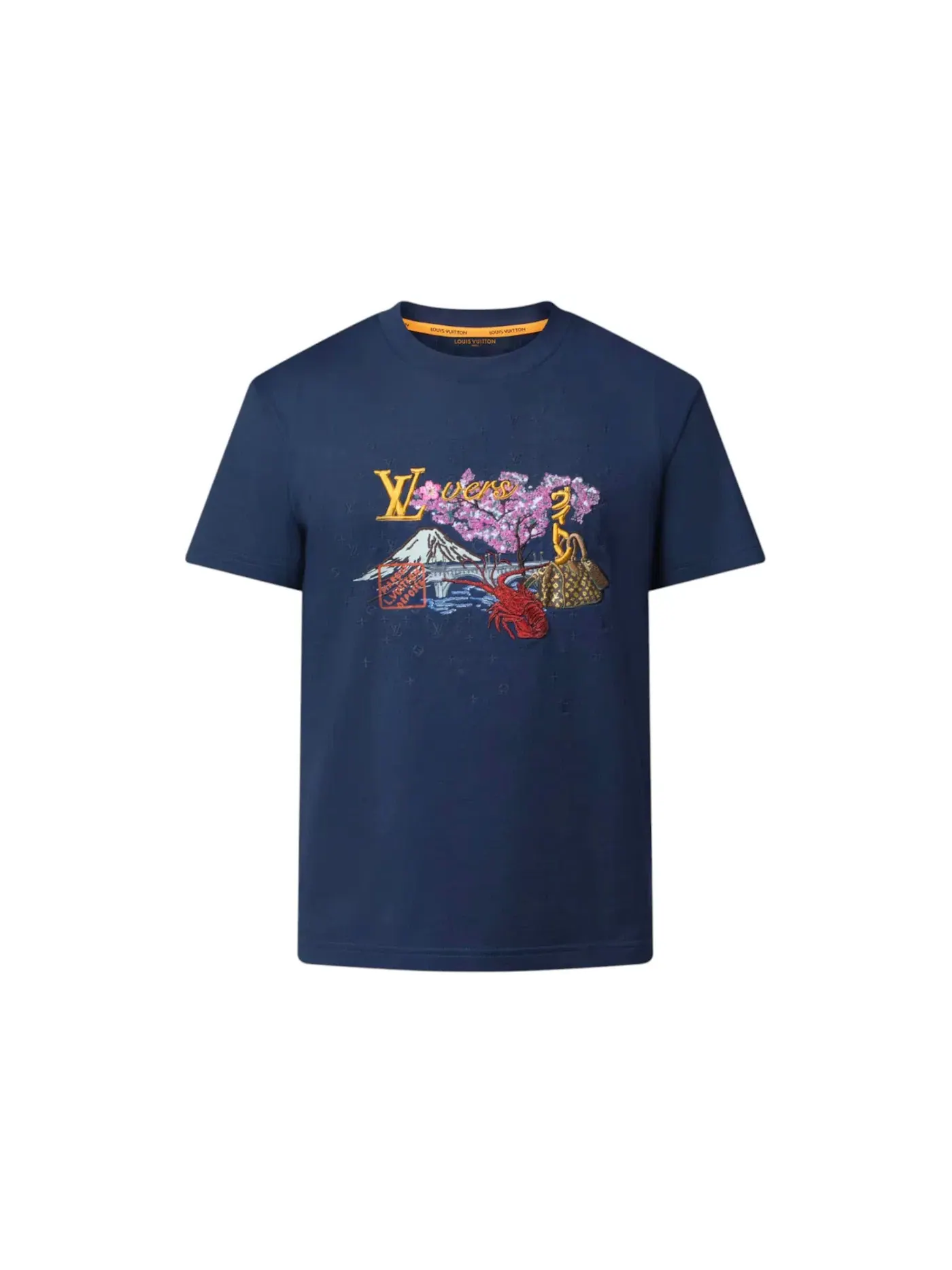 Мужская футболка с вышивкой Louis Vuitton x Nigo T-Shirt Louis Vuitton — изображение 1 из 1, глубокий темно-синий