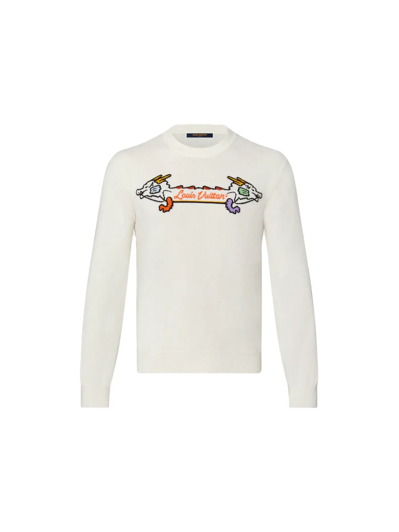 Мужской свитшот с жаккардовым принтом Crewneck Louis Vuitton — изображение 1 из 1, белый