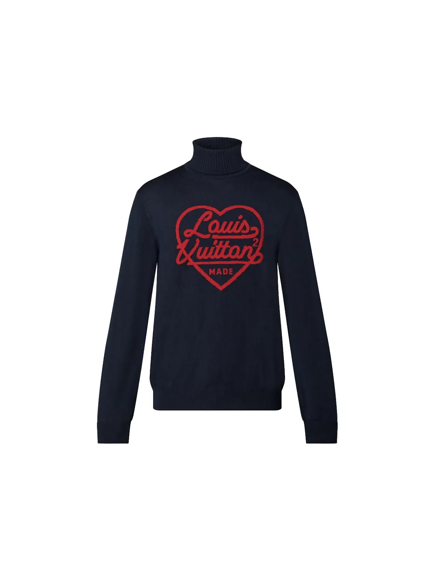 Мужской свитер с высоким воротником Intarsia Heart Louis Vuitton, Dark Ocean — изображение 1 из 1