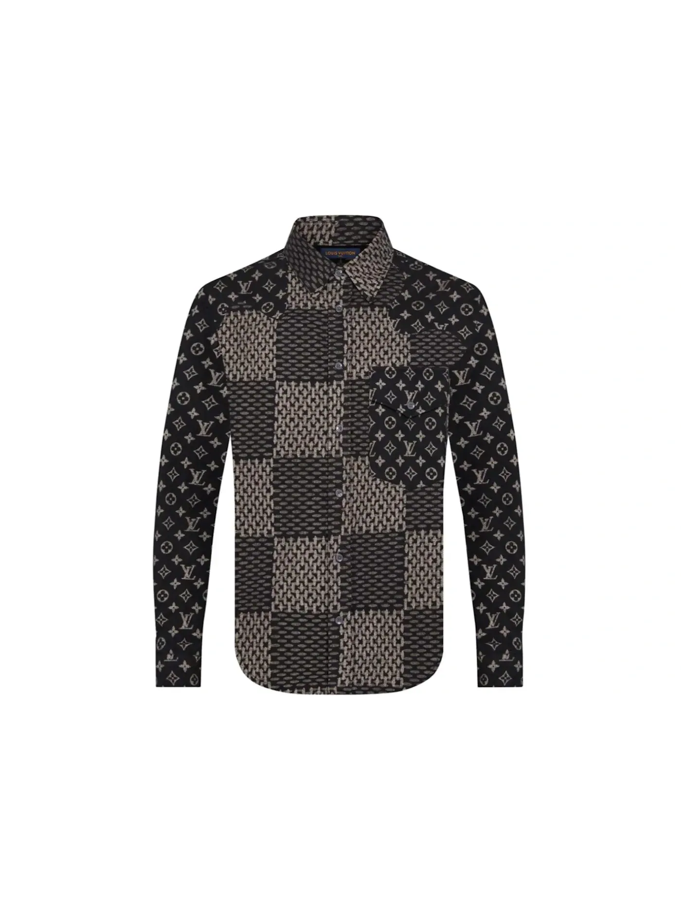 Мужская фланелевая рубашка с принтом MNGM Waves Giant Damier Louis Vuitton, Charbon — изображение 1 из 2