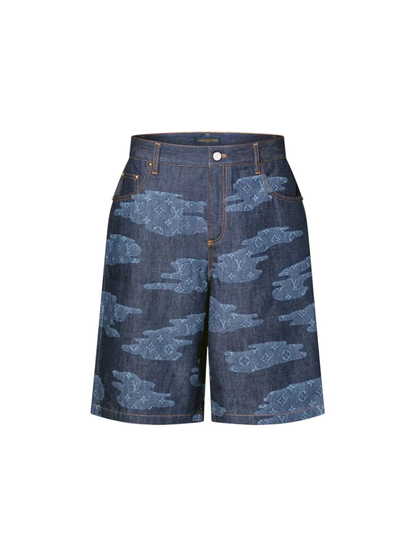 Мужские шорты хлопковые Monogram Chambray Louis Vuitton — изображение 1 из 1, синий