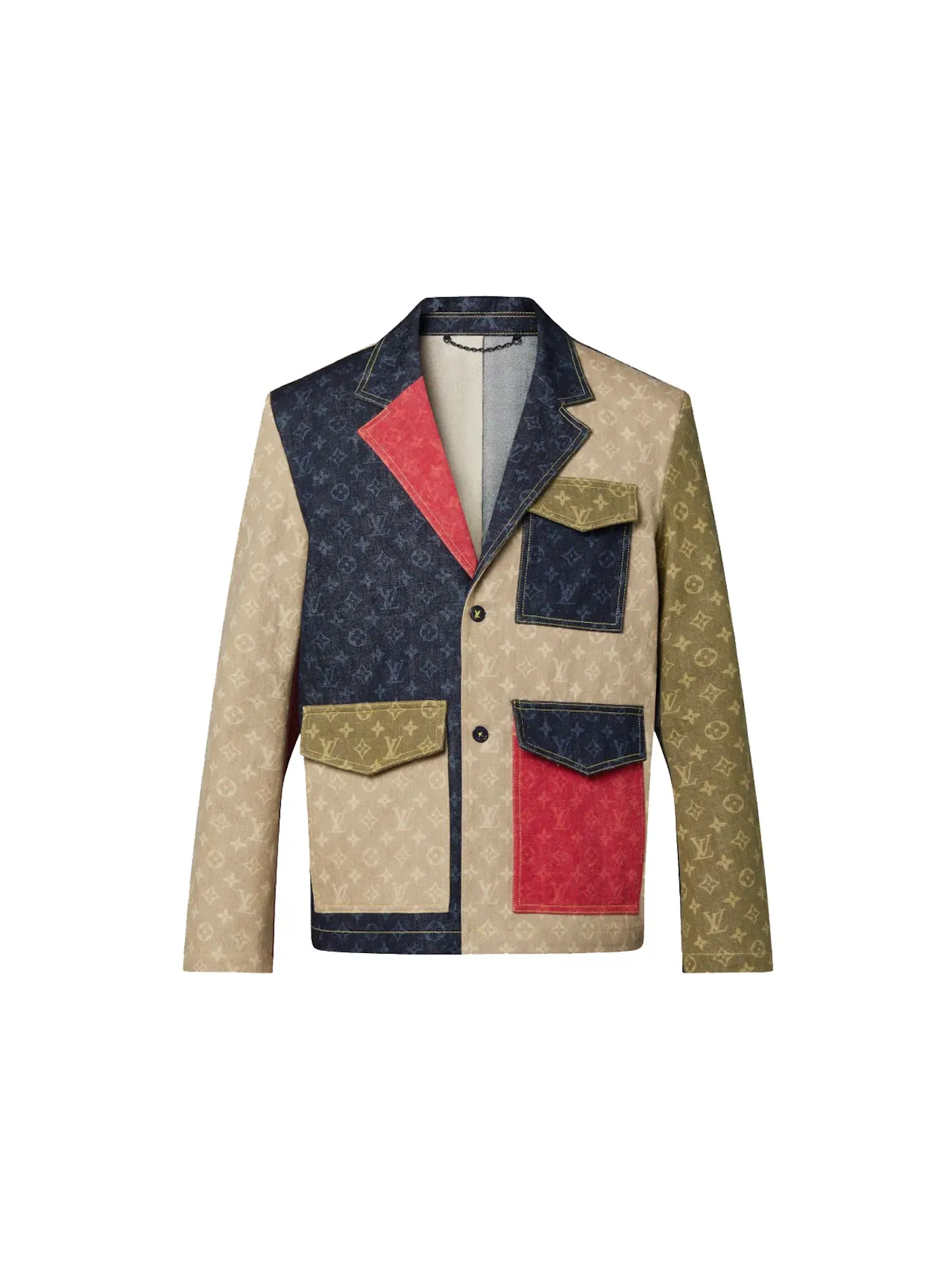 Мужская джинсовая куртка с цветовой блокировкой Monogram Colorblock Louis Vuitton — изображение 1 из 1, синий