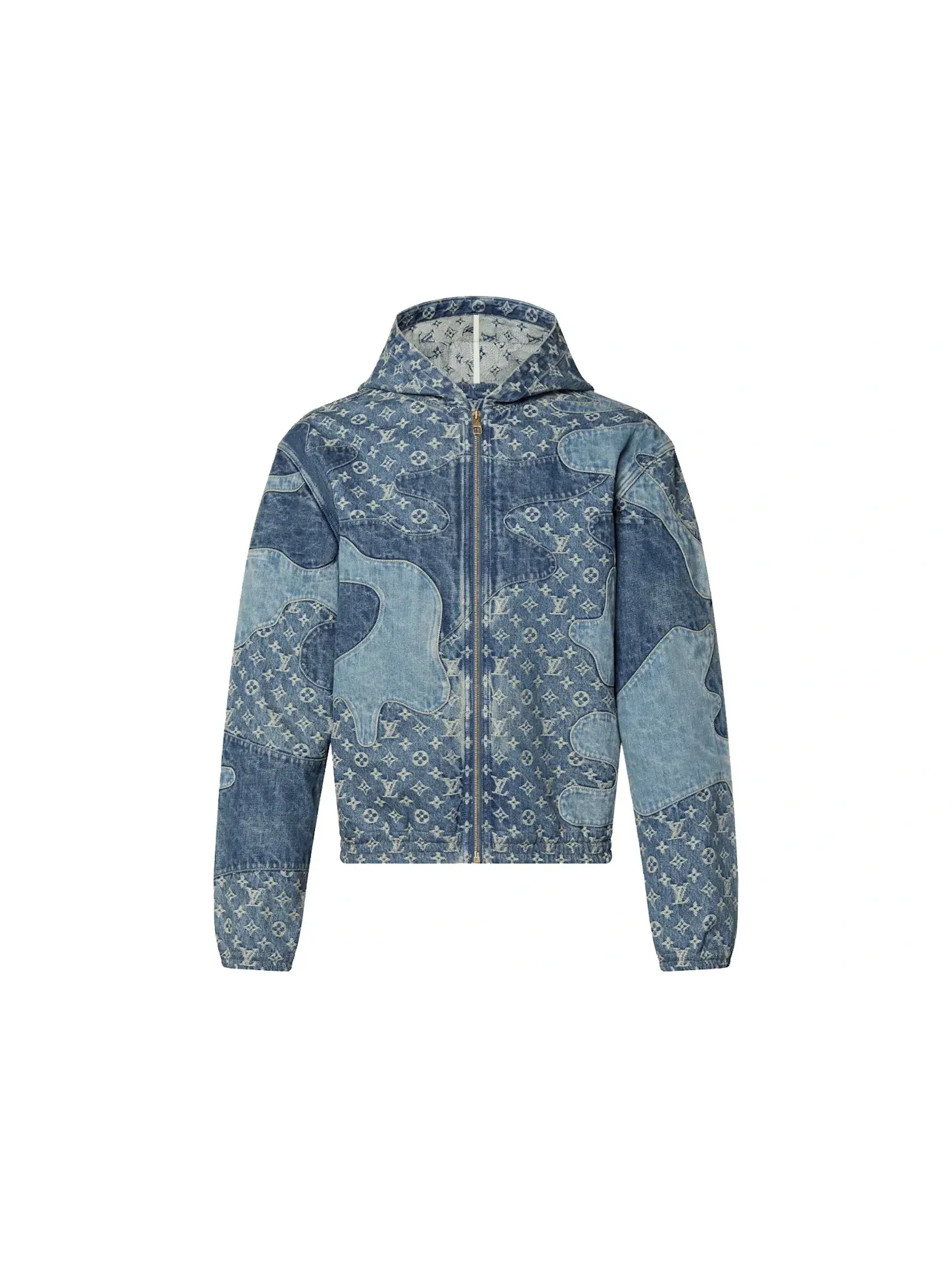 Мужской худи с пэчворком Denim Hoodie Louis Vuitton — изображение 1 из 1, синий