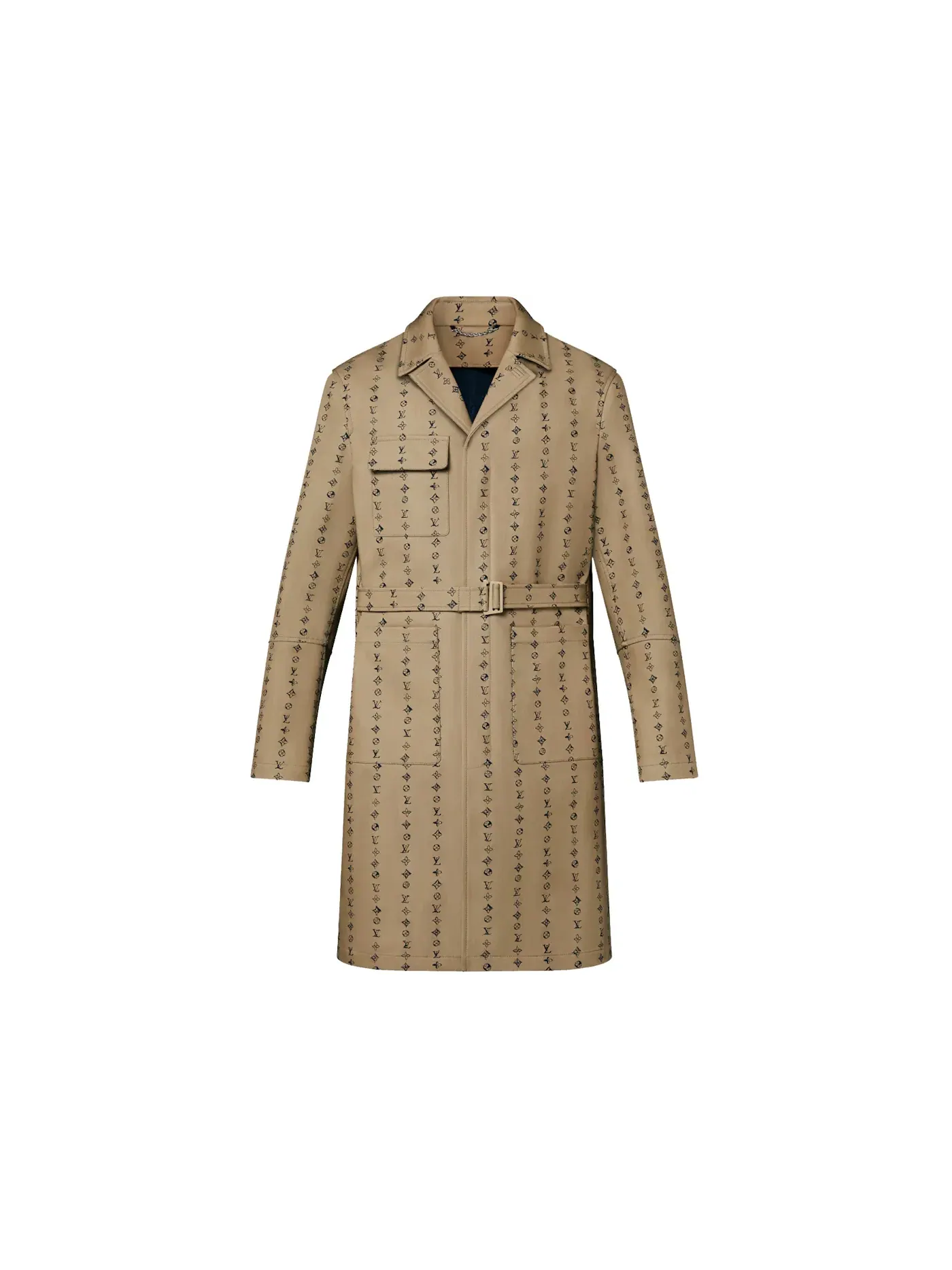 Мужское пальто с поясом Louis Vuitton Monogram Stripes — изображение 1 из 2, бежевый