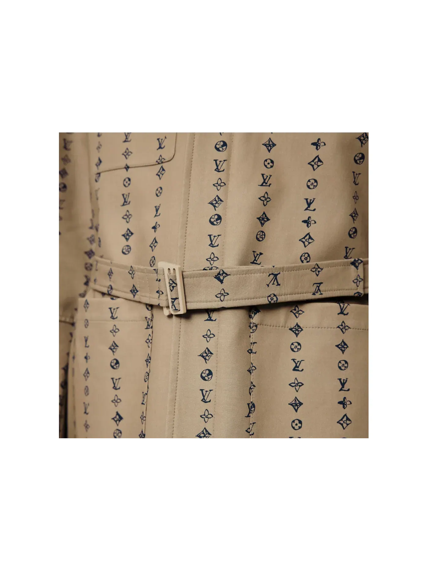 Мужское пальто с поясом Louis Vuitton Monogram Stripes — изображение 2 из 2, бежевый