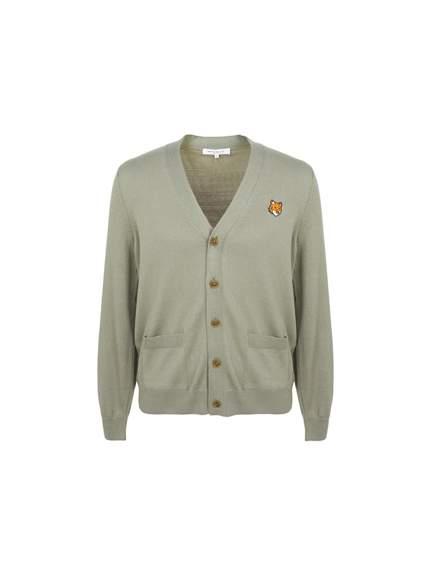Мужской кардиган с принтом Fox Head Cardigan Maison Kitsune — изображение 1 из 1, хаки