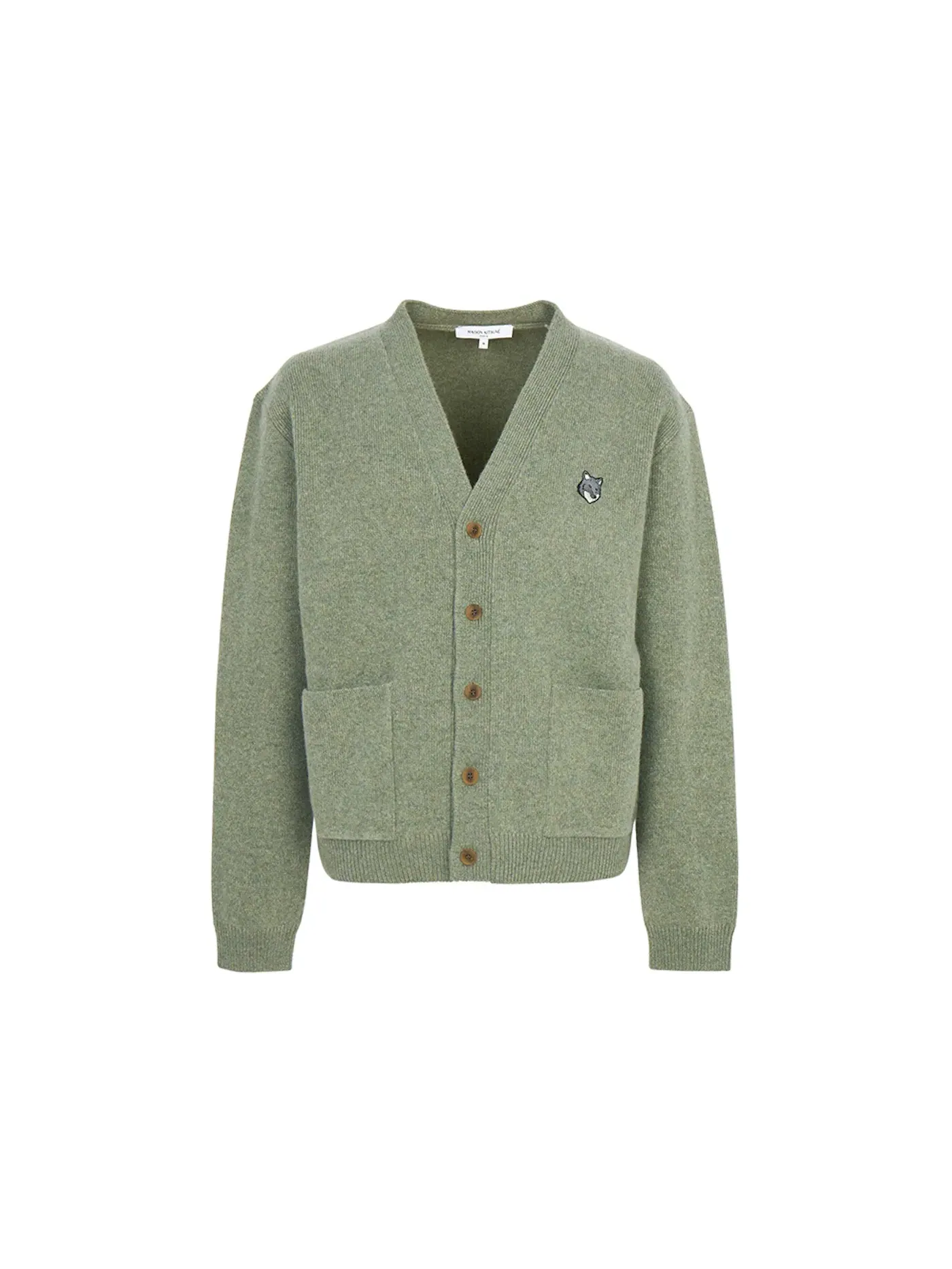 Мужской кардиган с принтом Fox Head Maison Kitsune — изображение 1 из 1, зеленый