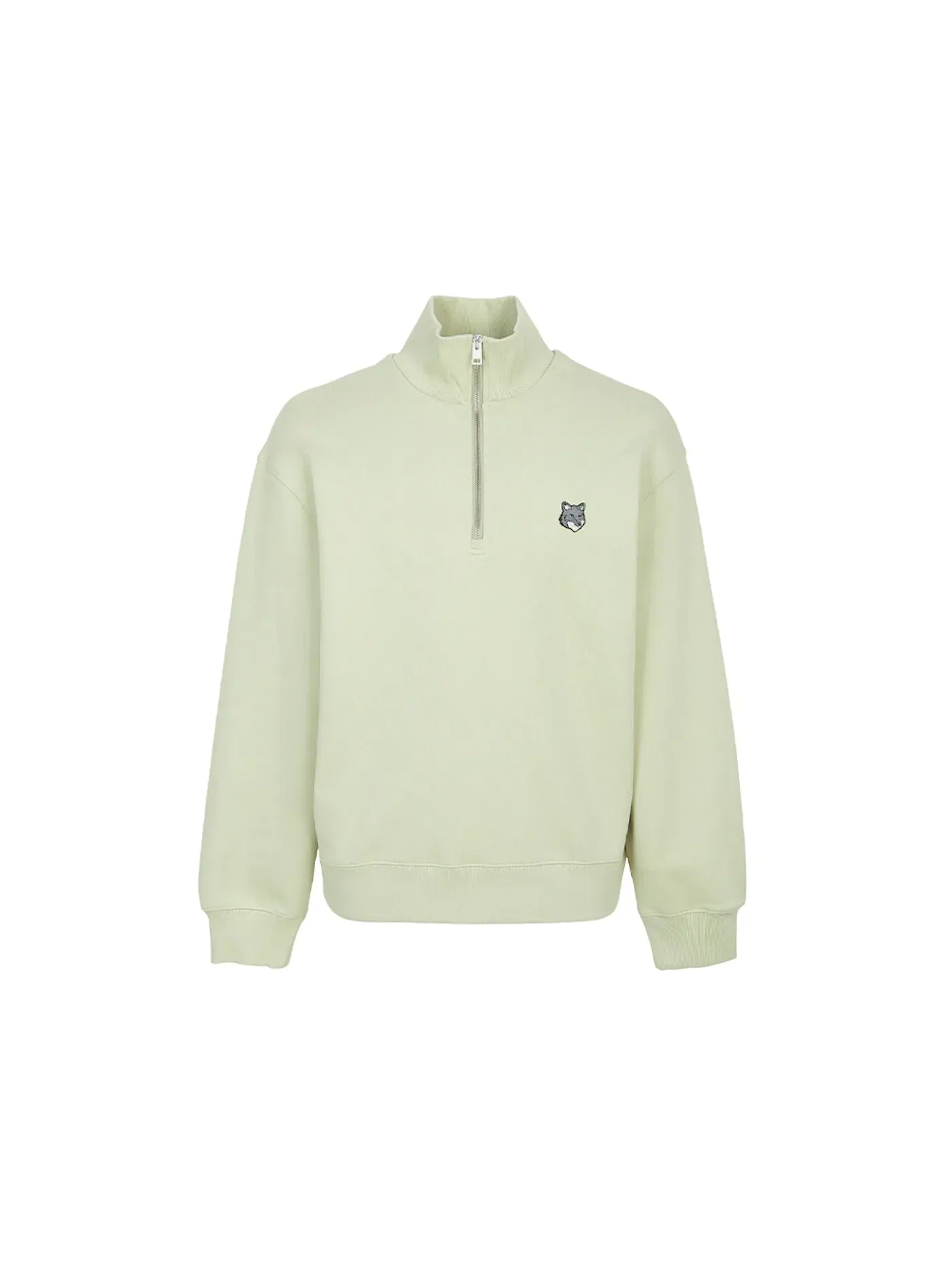Мужской свитшот на молнии Fox Head Half Zip Up Maison Kitsune — изображение 1 из 1, хаки/бежевый