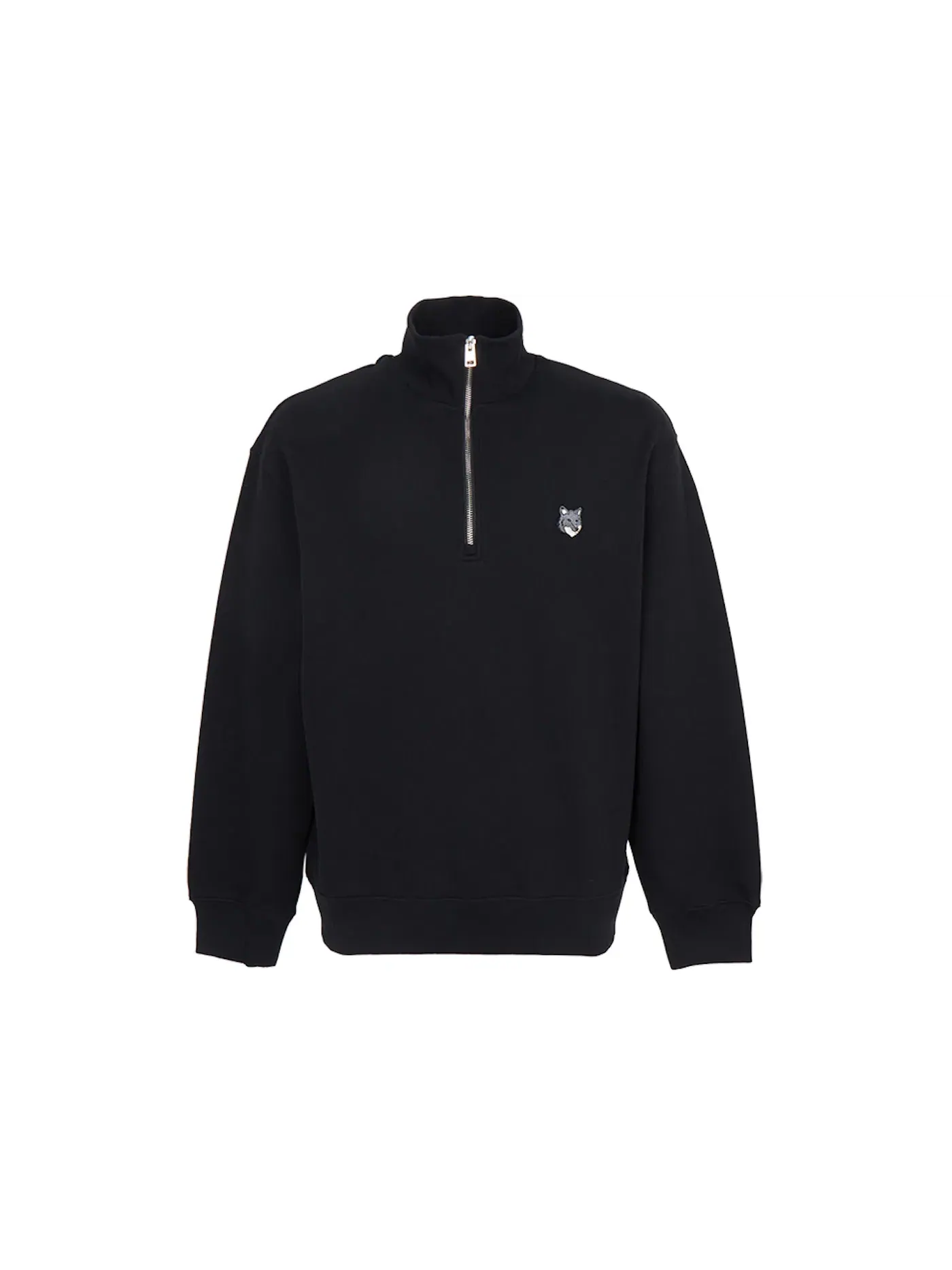 Мужской свитшот с полузастежкой-молнией Fox Head Maison Kitsune — изображение 1 из 1, черный