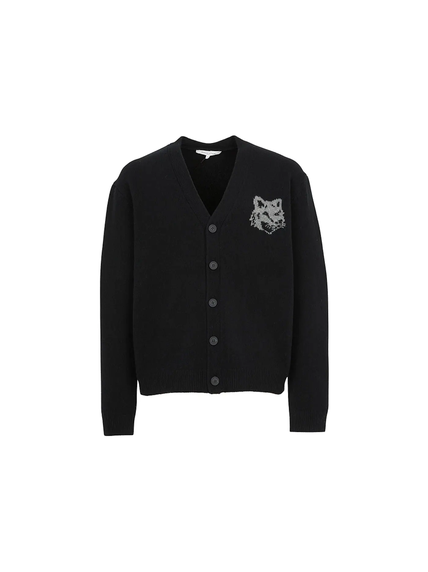 Мужской кардиган с интарсией Fox Head Maison Kitsune — изображение 1 из 1, черный