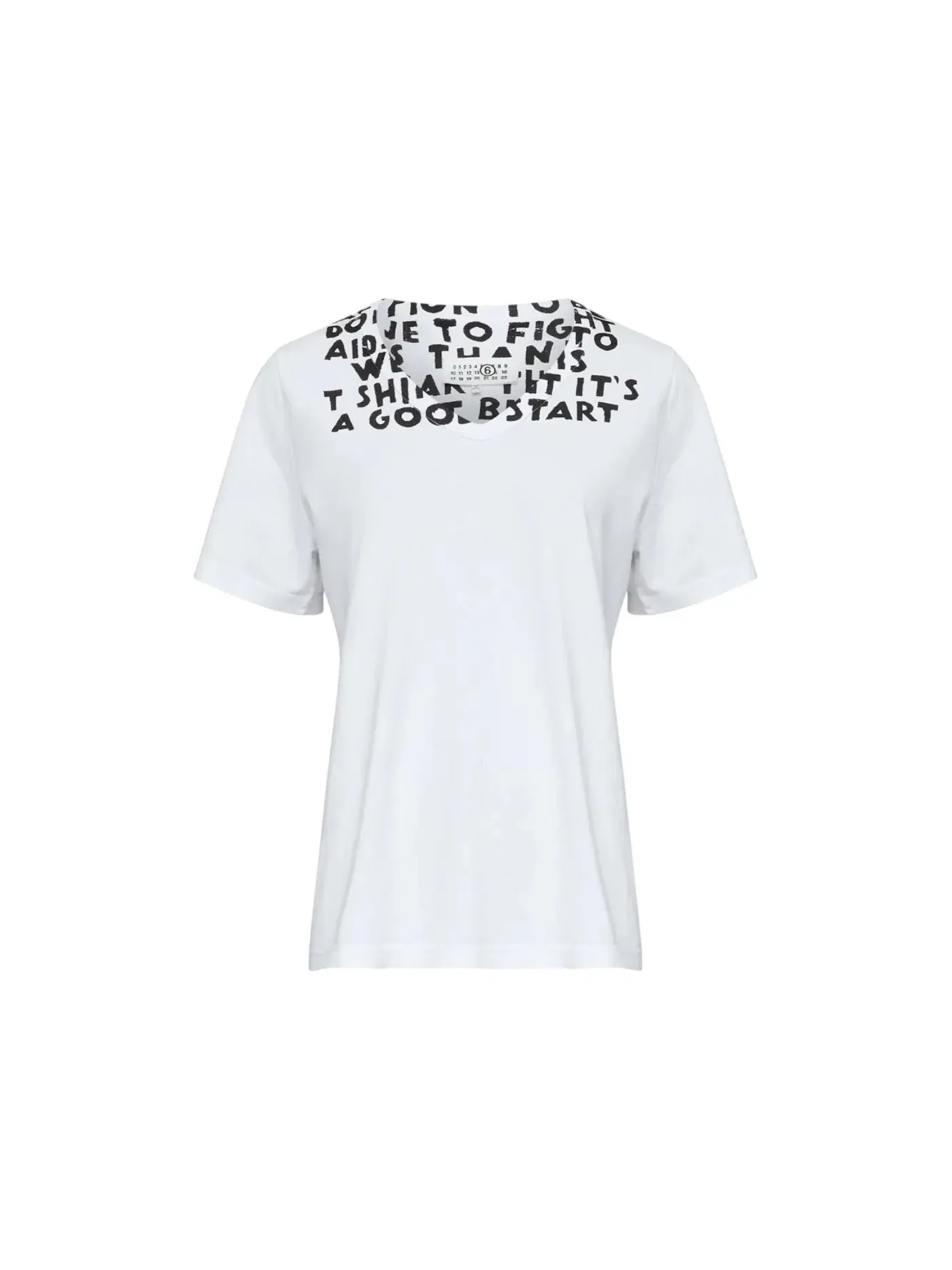 Женская футболка с V-образным вырезом и принтом MM6 Maison Margiela — изображение 1 из 1, белый