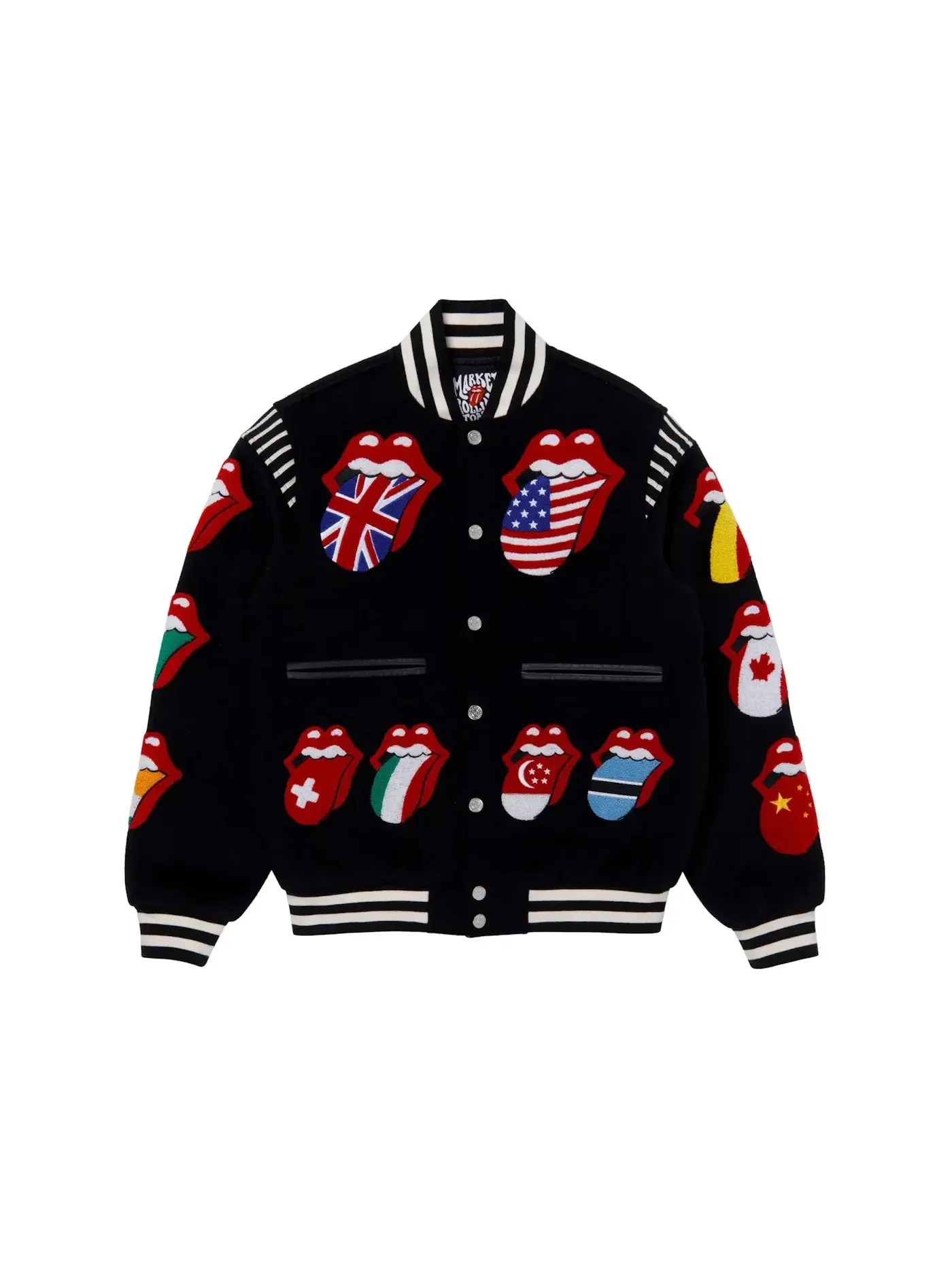 Мужская бомбер-куртка с принтом Varsity Jacket Market — изображение 2 из 2, черный
