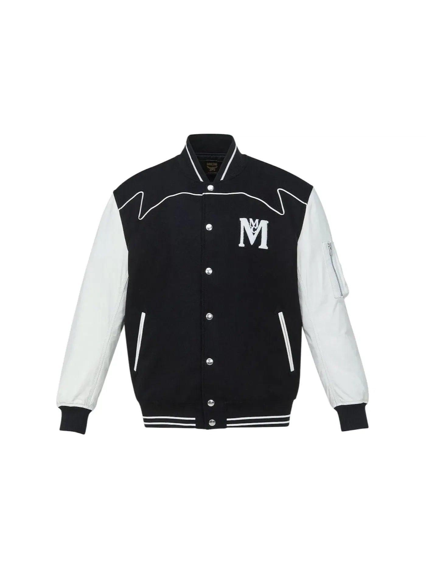 Мужская куртка-бомбер с принтом Studded Varsity MCM — изображение 1 из 2, белый