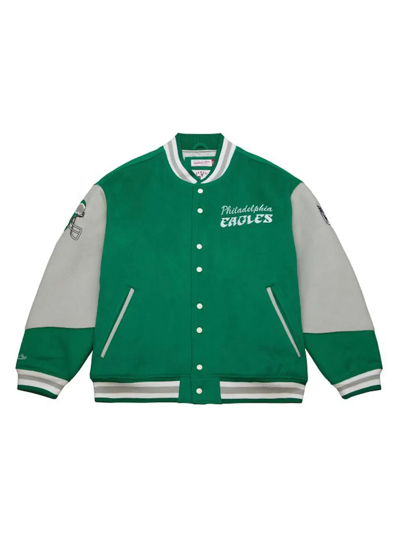 Мужская куртка-бомбер с принтом Philadelphia Eagles Mitchell & Ness — изображение 1 из 1, серый/зеленый