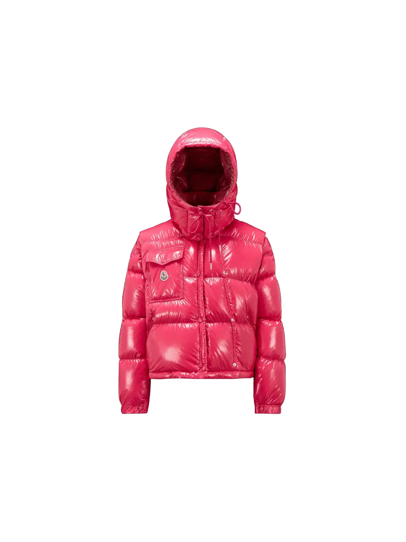 Женская короткая пуховая куртка с принтом Karakorum Moncler — изображение 1 из 1, фуксия