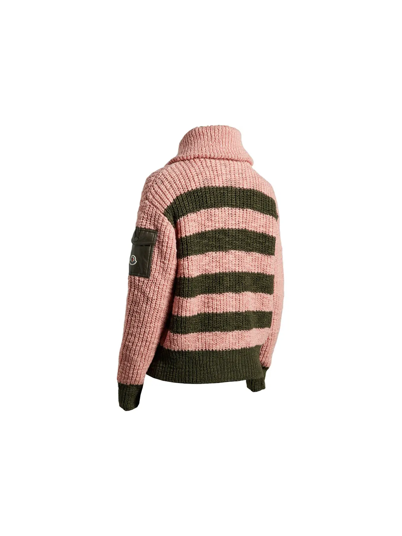 Женский кардиган с воротником-стойкой и полосками Moncler — изображение 2 из 2, розовый/зеленый