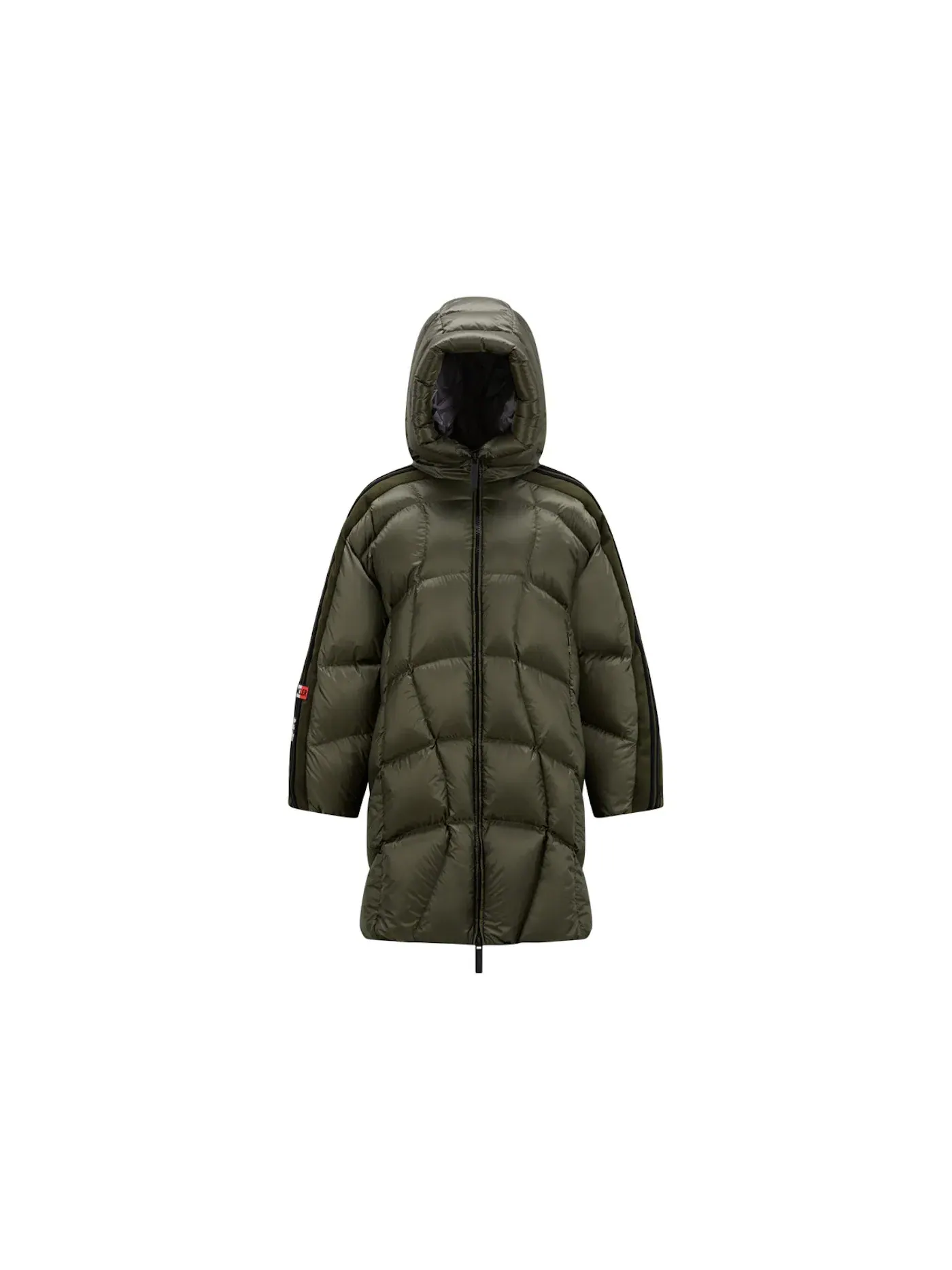 Женское удлиненное пуховое пальто с принтом Moncler x Adidas Originals Bonneval — изображение 1 из 1, темный зеленый