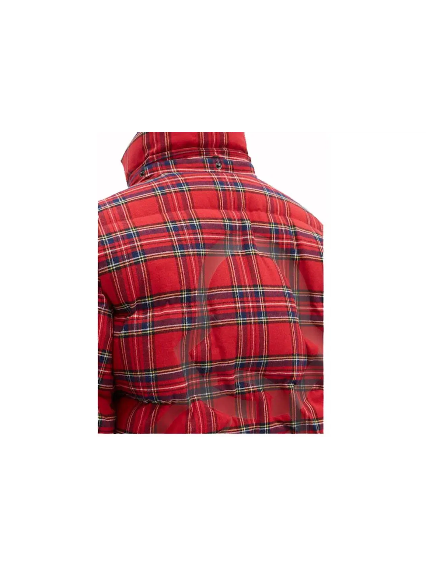 Мужская стеганая куртка с принтом Moncler x Fragment Mayak Oversized Tartan-Flannel Quilted Down Jacket Red, красный