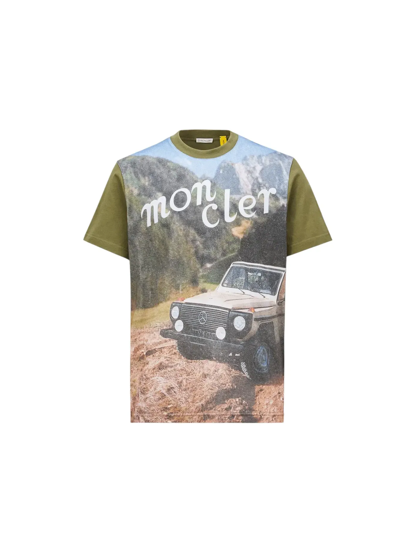Мужская футболка с принтом Moncler x Mercedes-Benz NIGO — изображение 1 из 1, оливковый зеленый