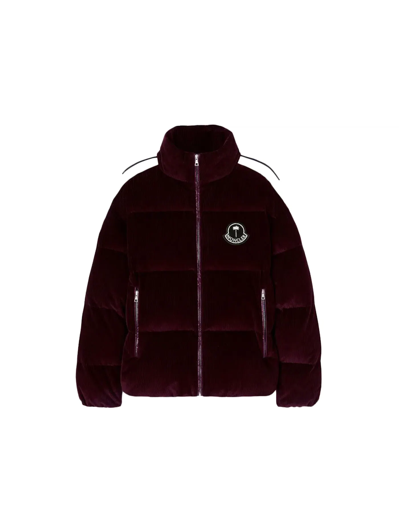 Унисекс пуховик с принтом Abrolhos Moncler — изображение 1 из 2, бордовый/белый