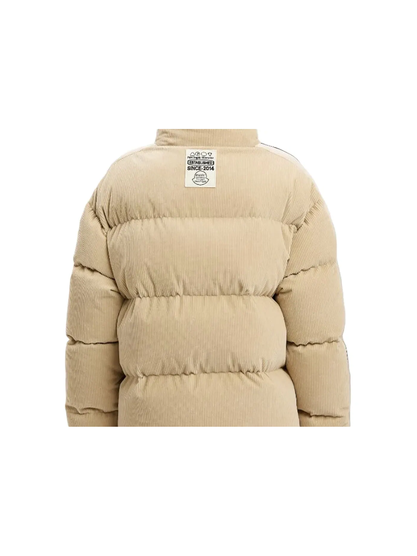 Унисекс пуховик с принтом Moncler x Palm Angels Abrolhos Down Jacket — изображение 2 из 2, бежевый белый