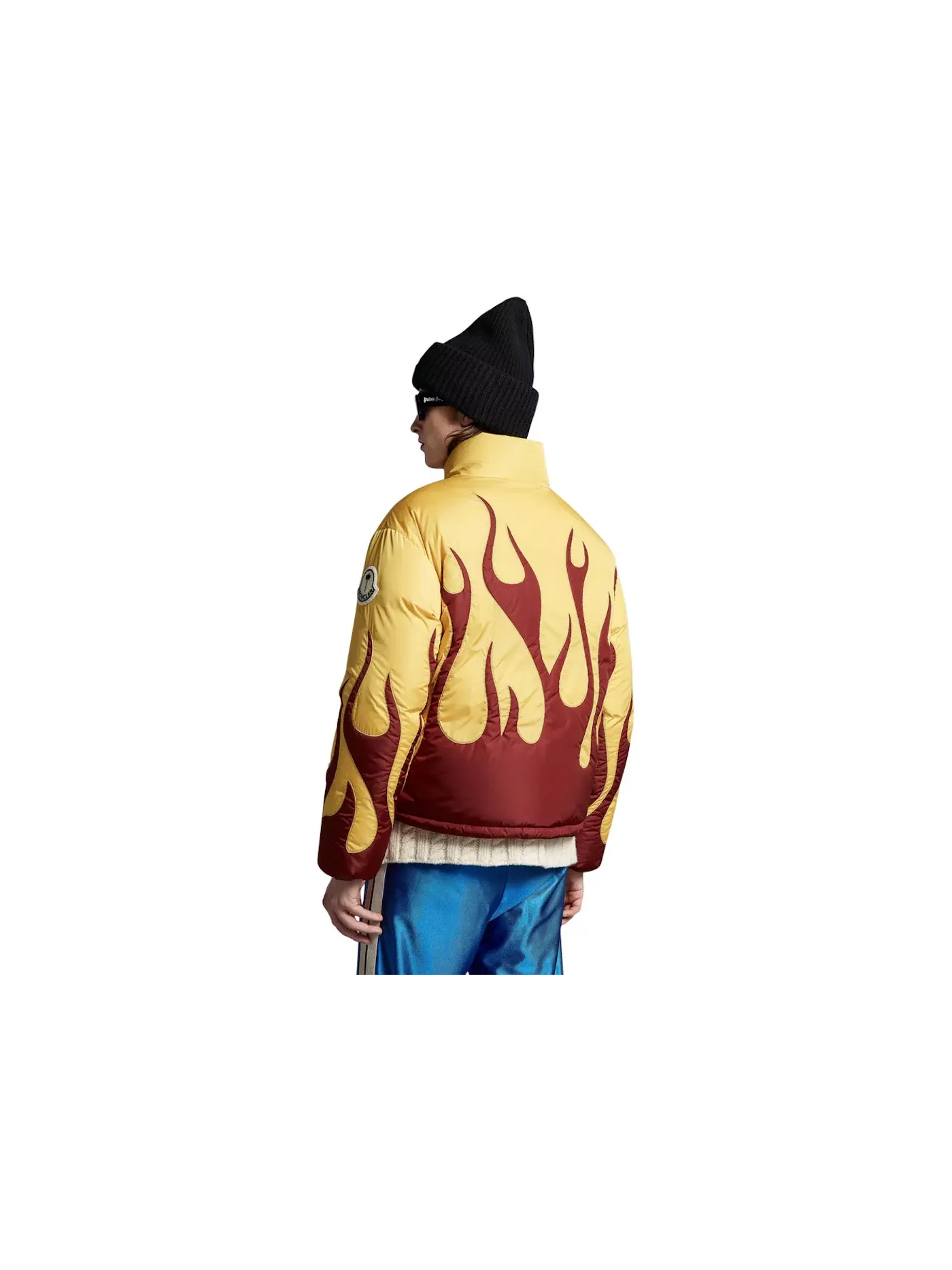 Мужская короткая пуховая куртка Moncler x Palm Angels Clancy — изображение 2 из 2, бордовый/желтый