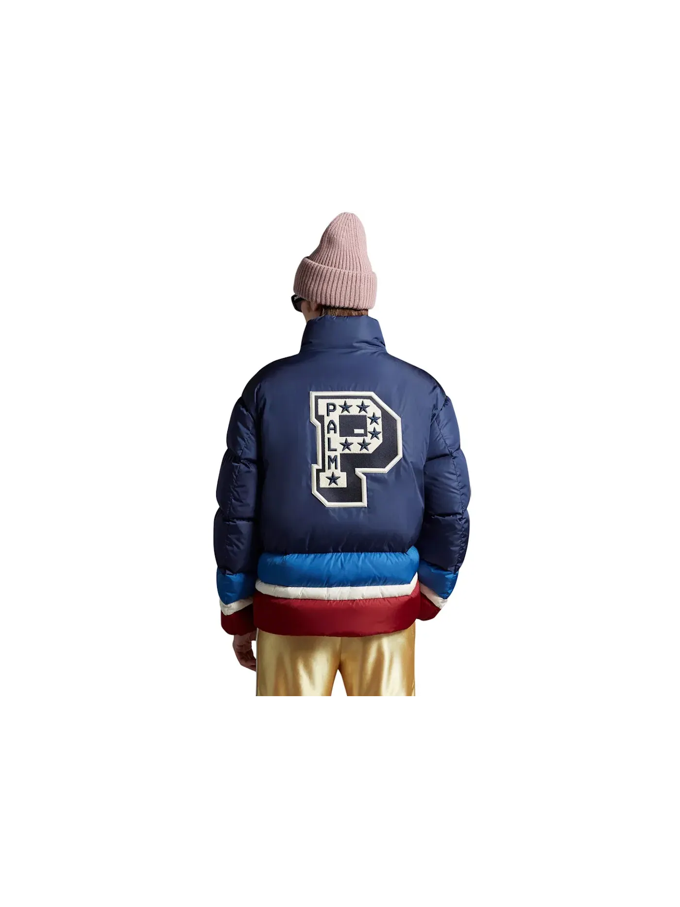 Мужская короткая пуховая куртка с принтом Denneny Short Down Jacket Moncler — изображение 2 из 2, синий/бордовый/белый