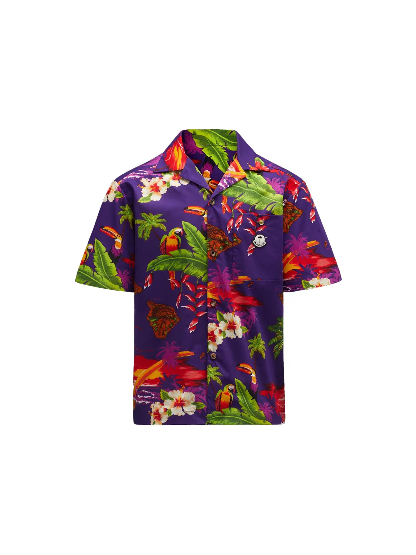 Мужская рубашка с коротким рукавом с принтом Moncler x Palm Angels Hawaiian Print Short Sleeve Shirt Moncler