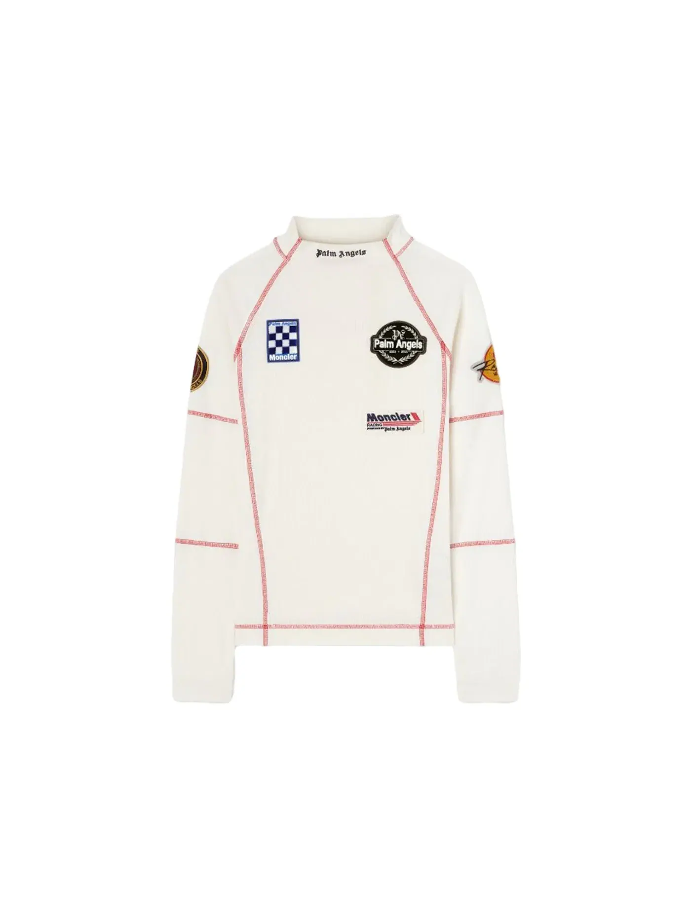 Детская футболка с длинным рукавом с принтом Moncler x Palm Angels — изображение 1 из 2, белый/черный