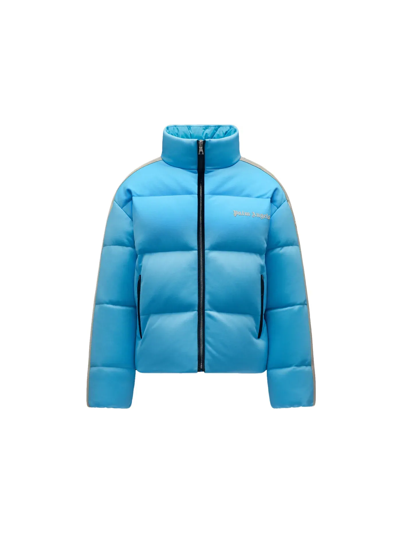 Мужская короткая пуховая куртка с контрастной вставкой Moncler x Palm Angels Rodman — изображение 1 из 2, светлый синий белый