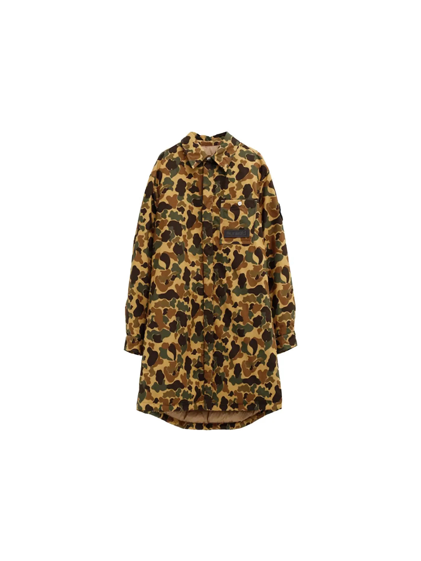 Мужское длинное пальто с камуфляжным принтом Tallac Long Coat Moncler x Palm Angels — изображение 1 из 3, мульти