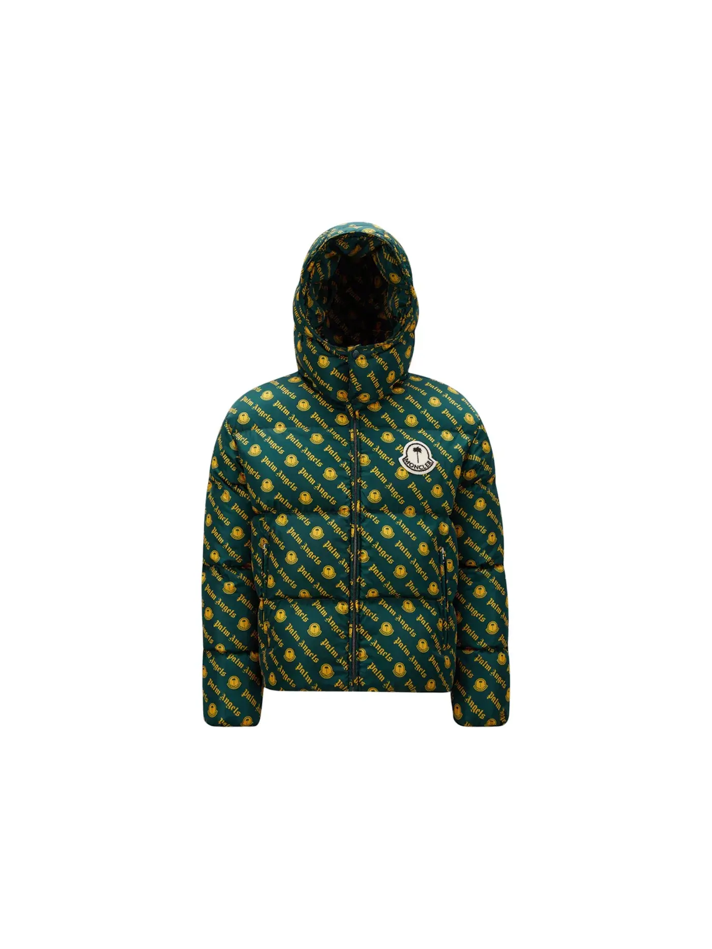 Мужская короткая пуховая куртка с принтом Thompson Moncler — изображение 1 из 1, желтый/зеленый
