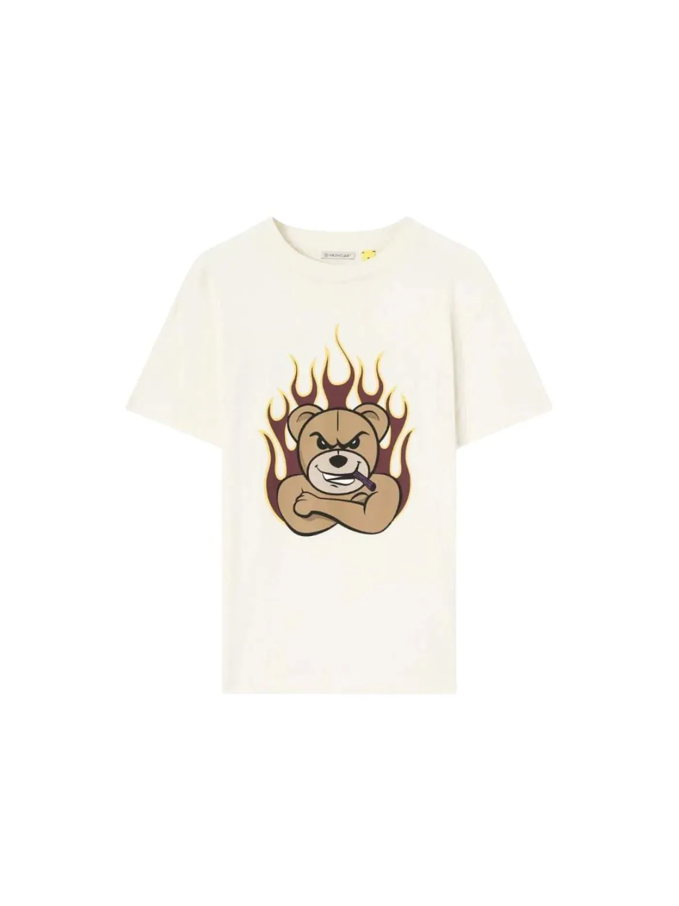 Мужская футболка с принтом Moncler x Palm Angles Bear Motif T-shirt Moncler — изображение 1 из 1, белый коричневый