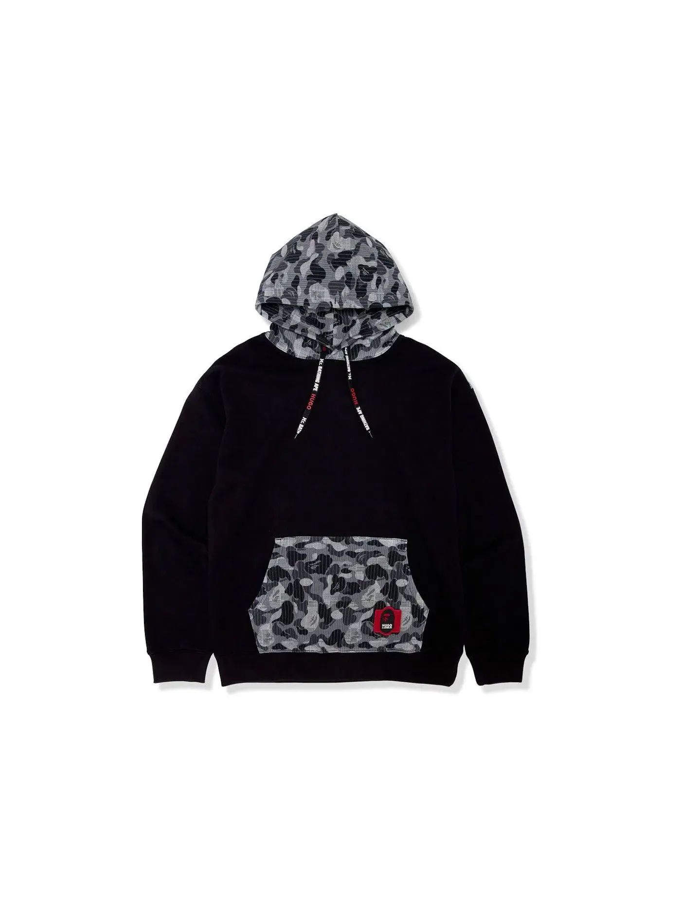 Мужской пуловер с капюшоном с принтом BAPE x Hugo Hoodie BAPE — изображение 1 из 2, черный