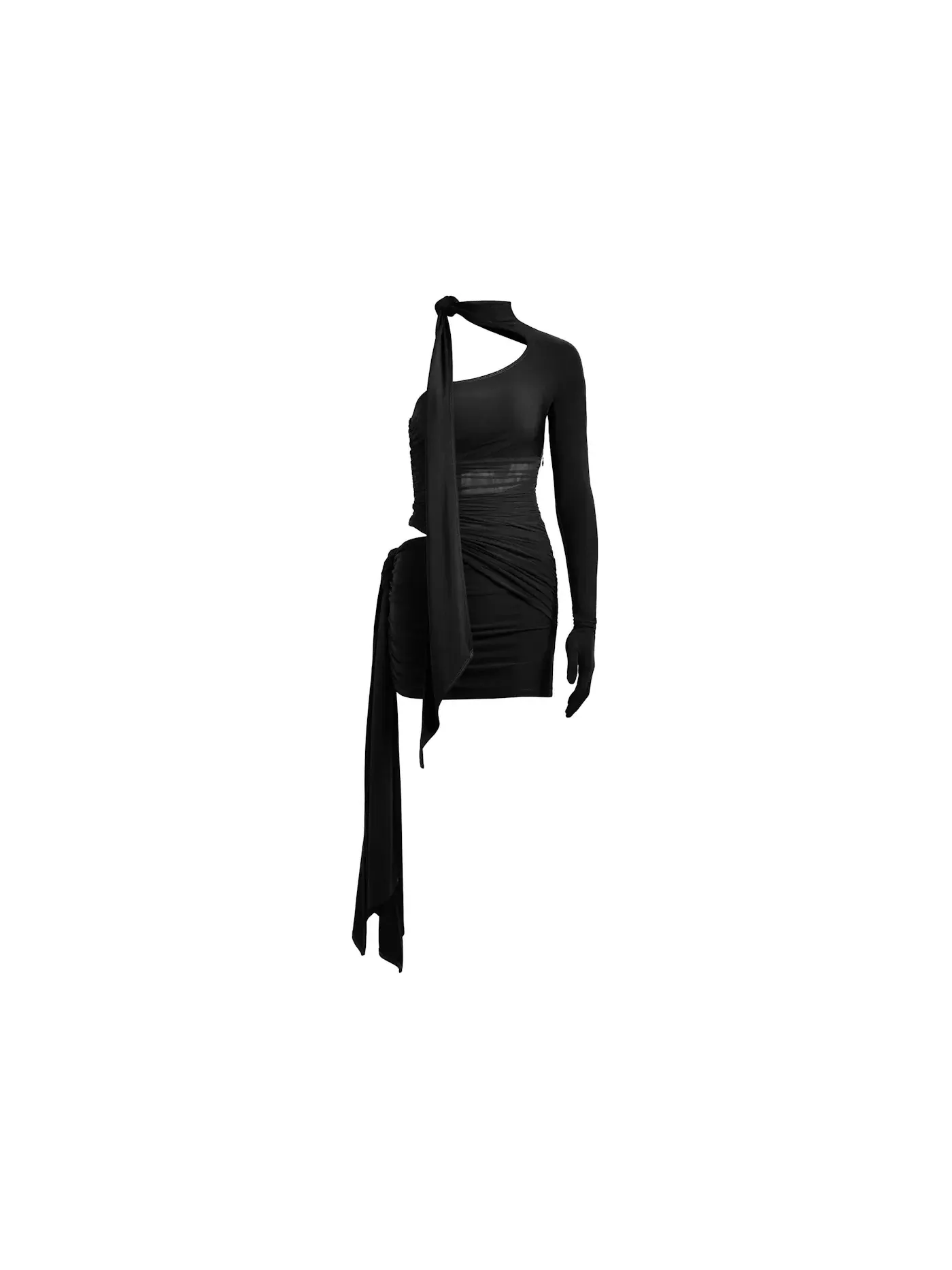 Женское платье с одним рукавом Mugler — изображение 1 из 3, черный
