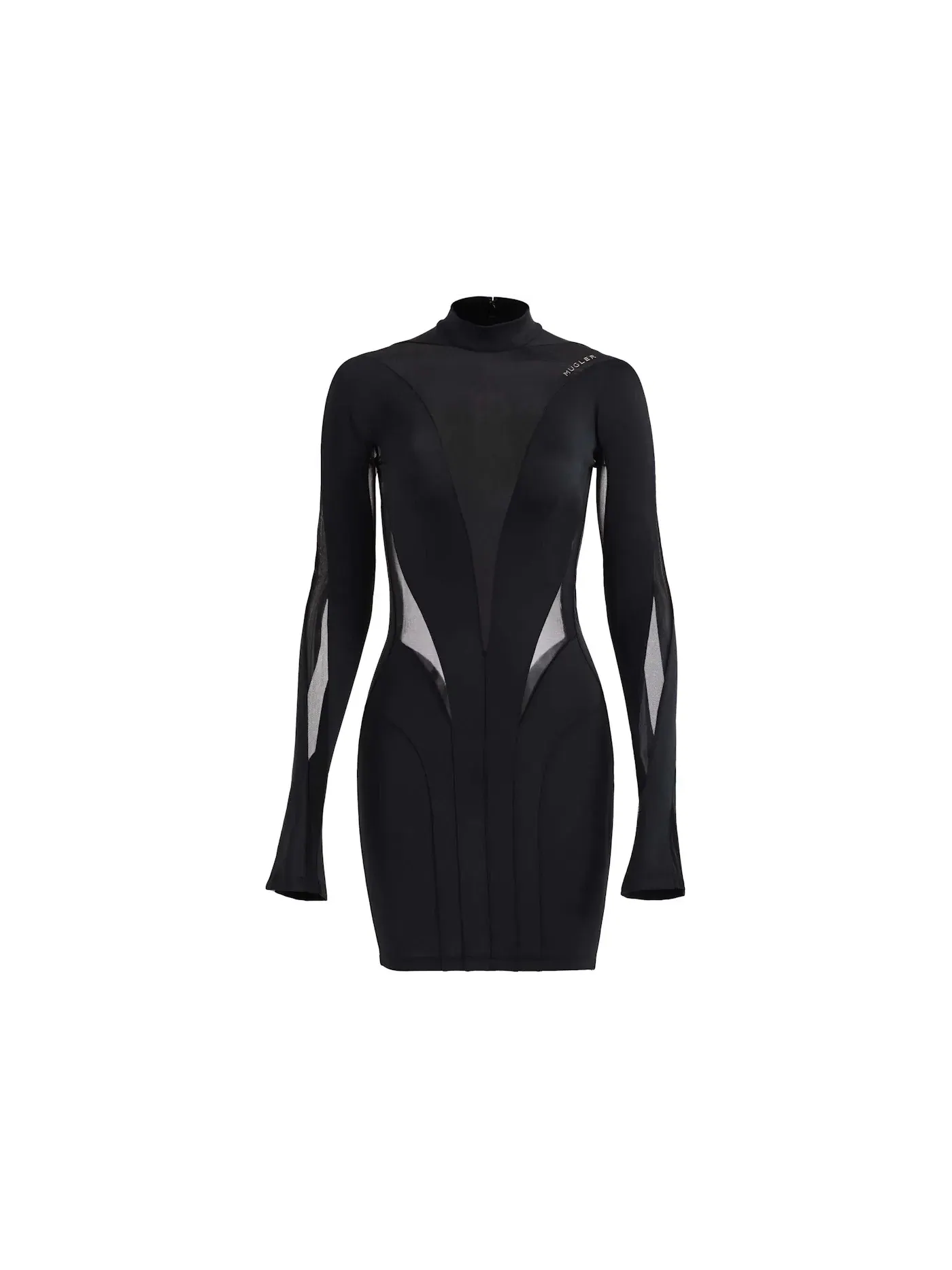 Женское мини-платье с сетчатыми вставками Mugler — изображение 1 из 3, черный