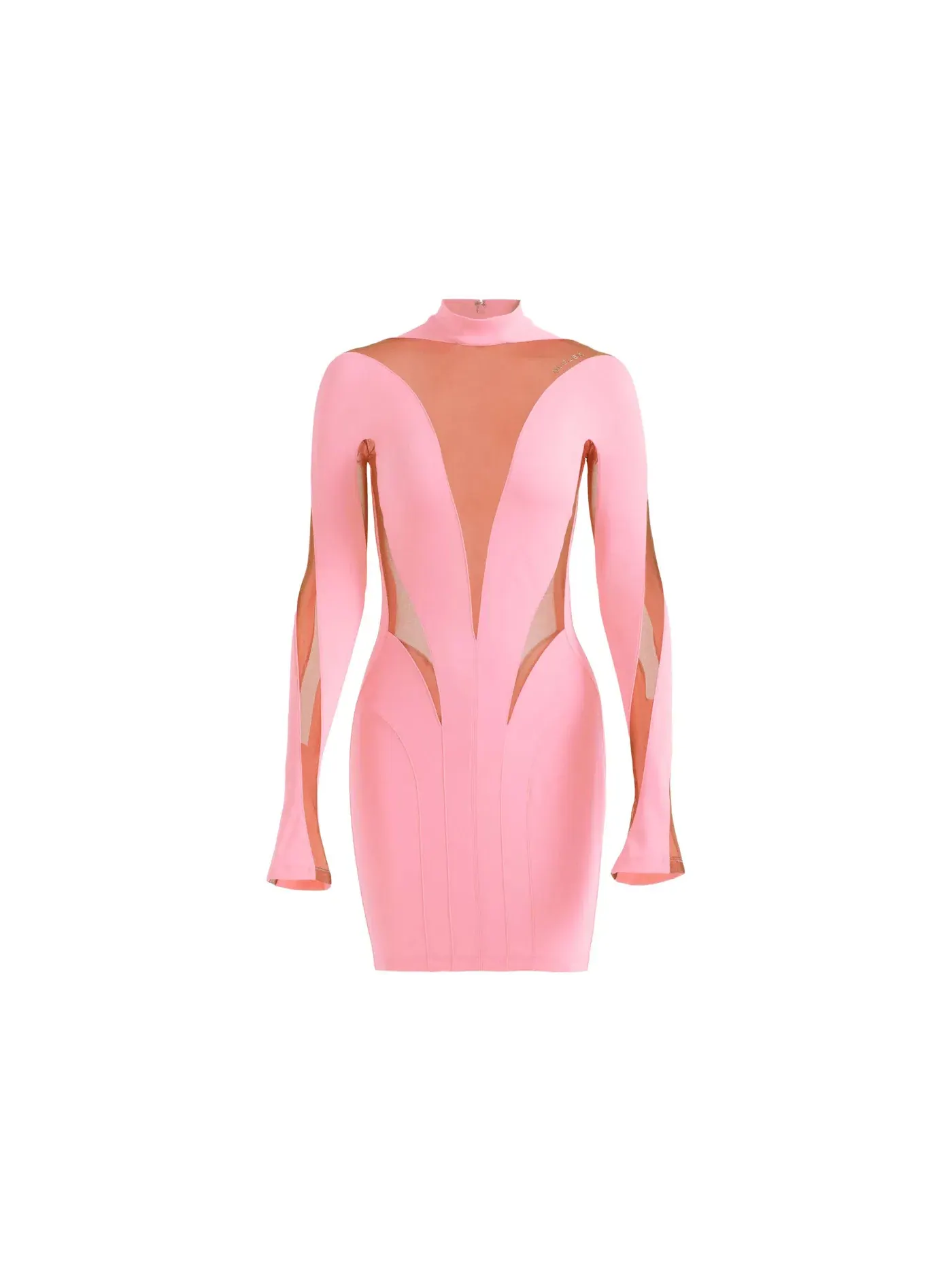 Женское мини-платье с панелями из сетки Mugler — изображение 1 из 3, розовый