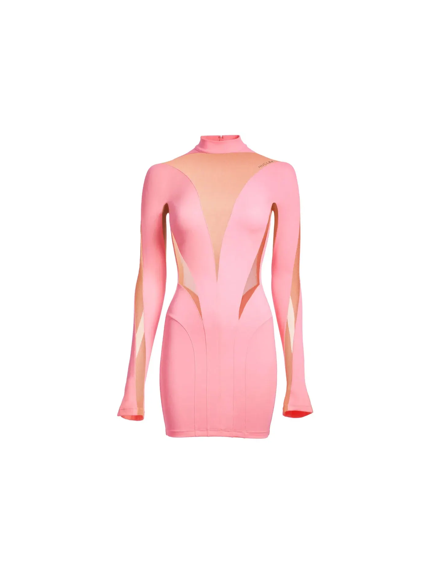 Женское платье мини с сетчатыми вставками Mugler — изображение 1 из 3, розовый бежевый