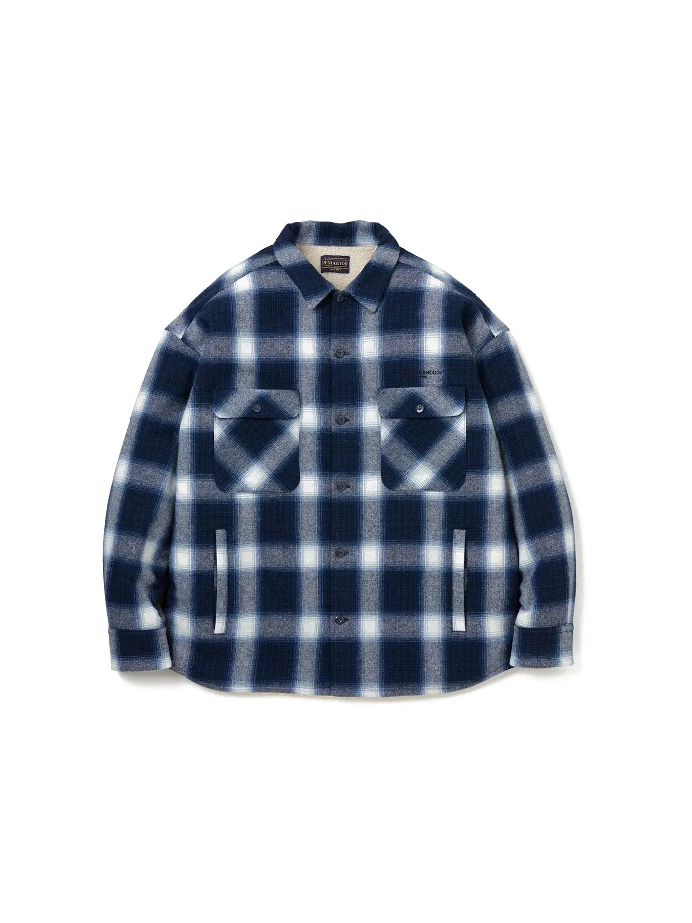 Мужская куртка-бомбер с принтом Neighborhood x Pendleton Check Boa Jacket — изображение 1 из 1, синий