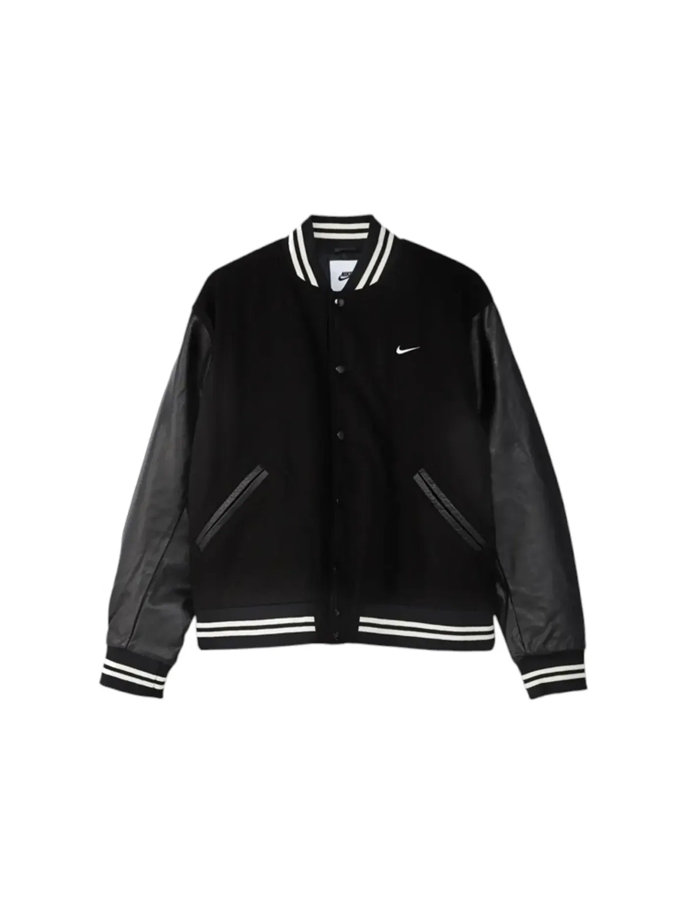 Мужская куртка-бомбер из шерсти Nike Authentics Varsity Wool Destroyer Bomber Leather Jacket — изображение 1 из 2, черный