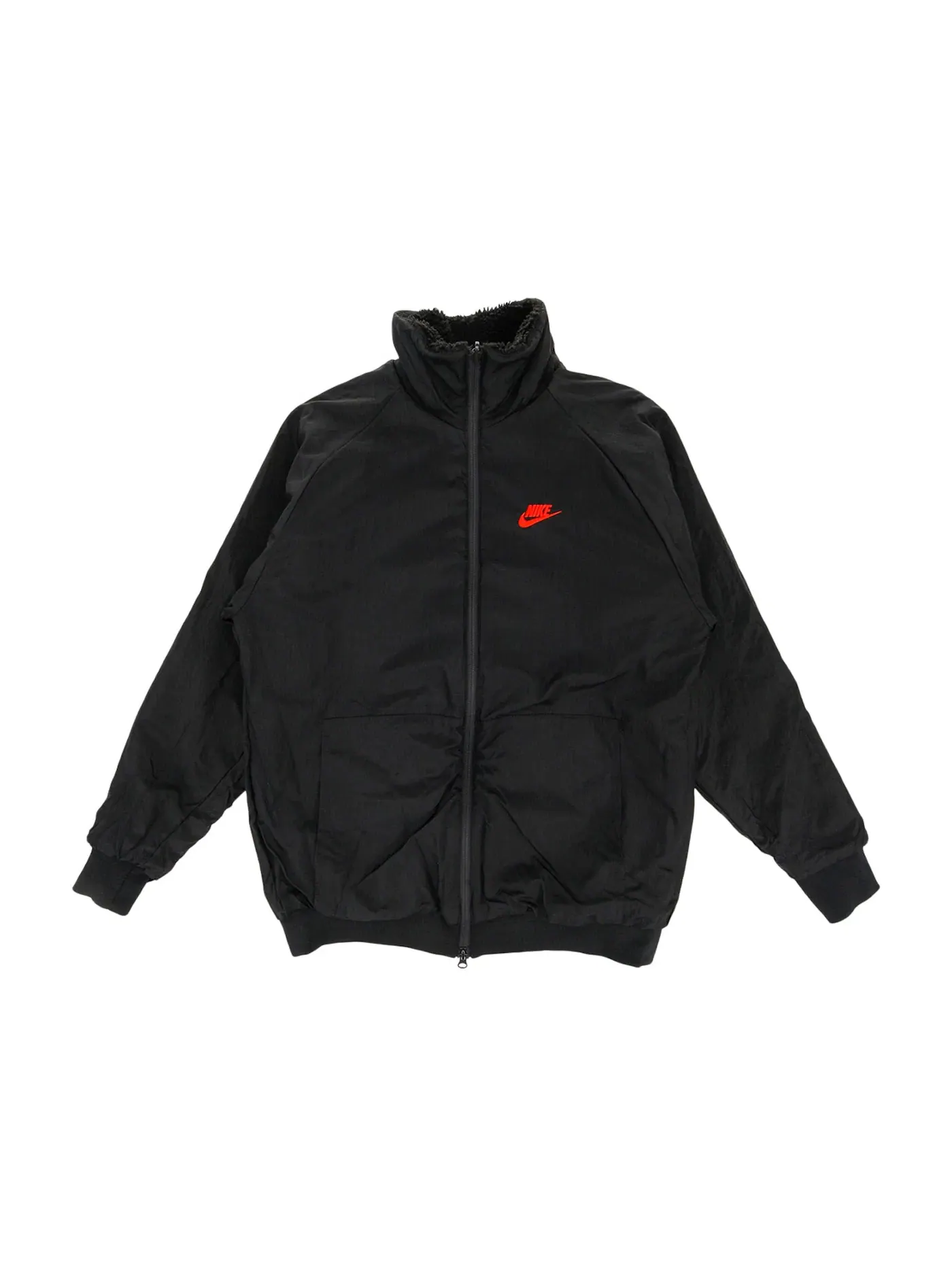 Мужская куртка с принтом Nike Big Swoosh Reversible Boa Jacket (Asia Sizing) — изображение 3 из 3, черный красный