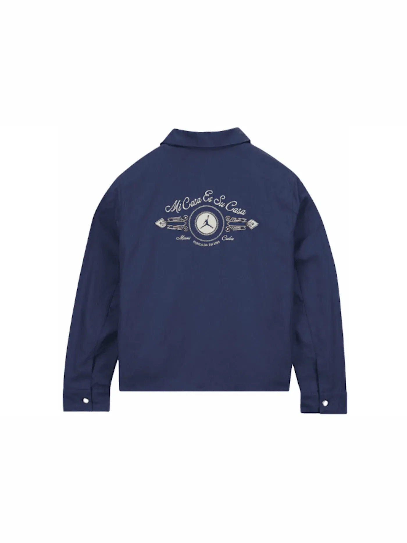 Мужская куртка-тренч с принтом Nike Jordan Pro x Solefly Coaches Jacket — изображение 2 из 2, темно-синий