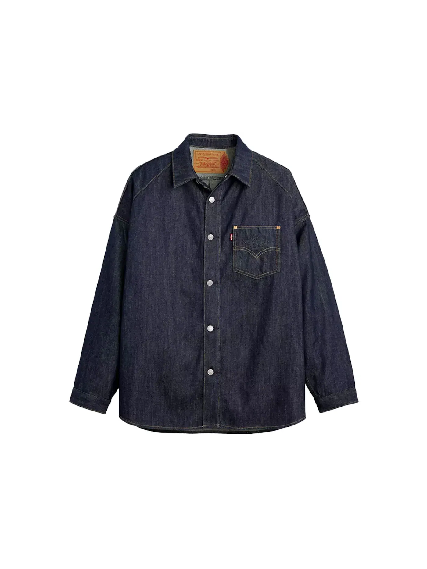 Мужская куртка-рубашка с рабочей стилистикой Nike Jordan x Levis Overshirt Jacket — изображение 1 из 1, индиго синий