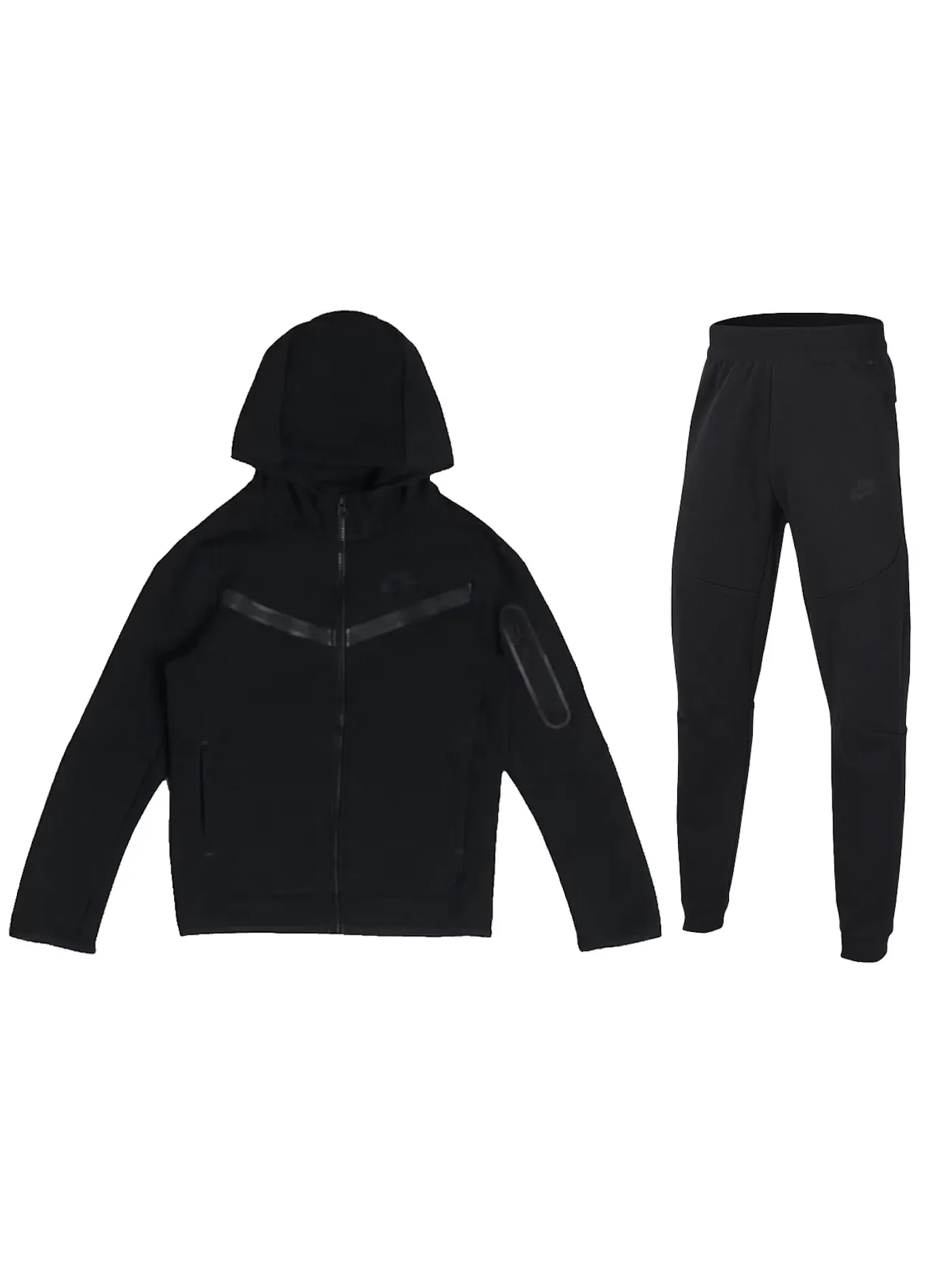 Детский комплект из футера Tech Fleece с молнией и джоггеров Nike — изображение 1 из 1, черный