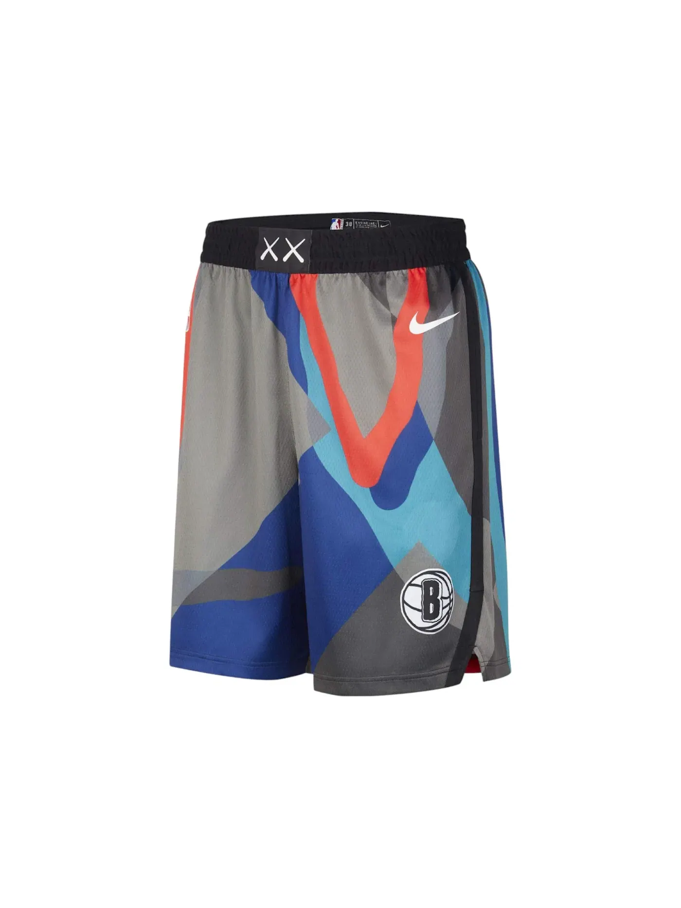 Мужские шорты с принтом Nike NBA x KAWS Brooklyn Nets City Edition Swingman — изображение 1 из 2, серый/синий/черный
