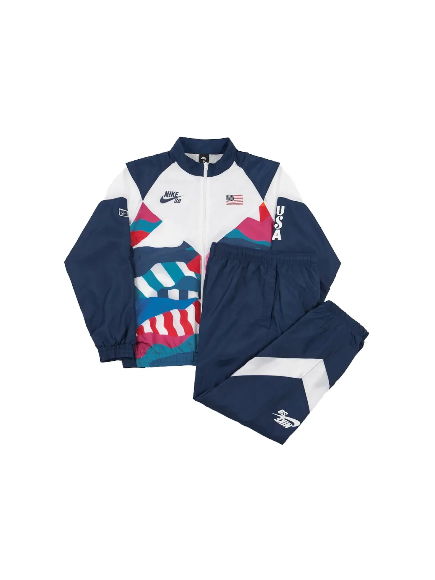 Мужской спортивный костюм с принтом Nike SB x Parra USA Federation Kit Tracksuit Nike — изображение 1 из 3, синий/белый