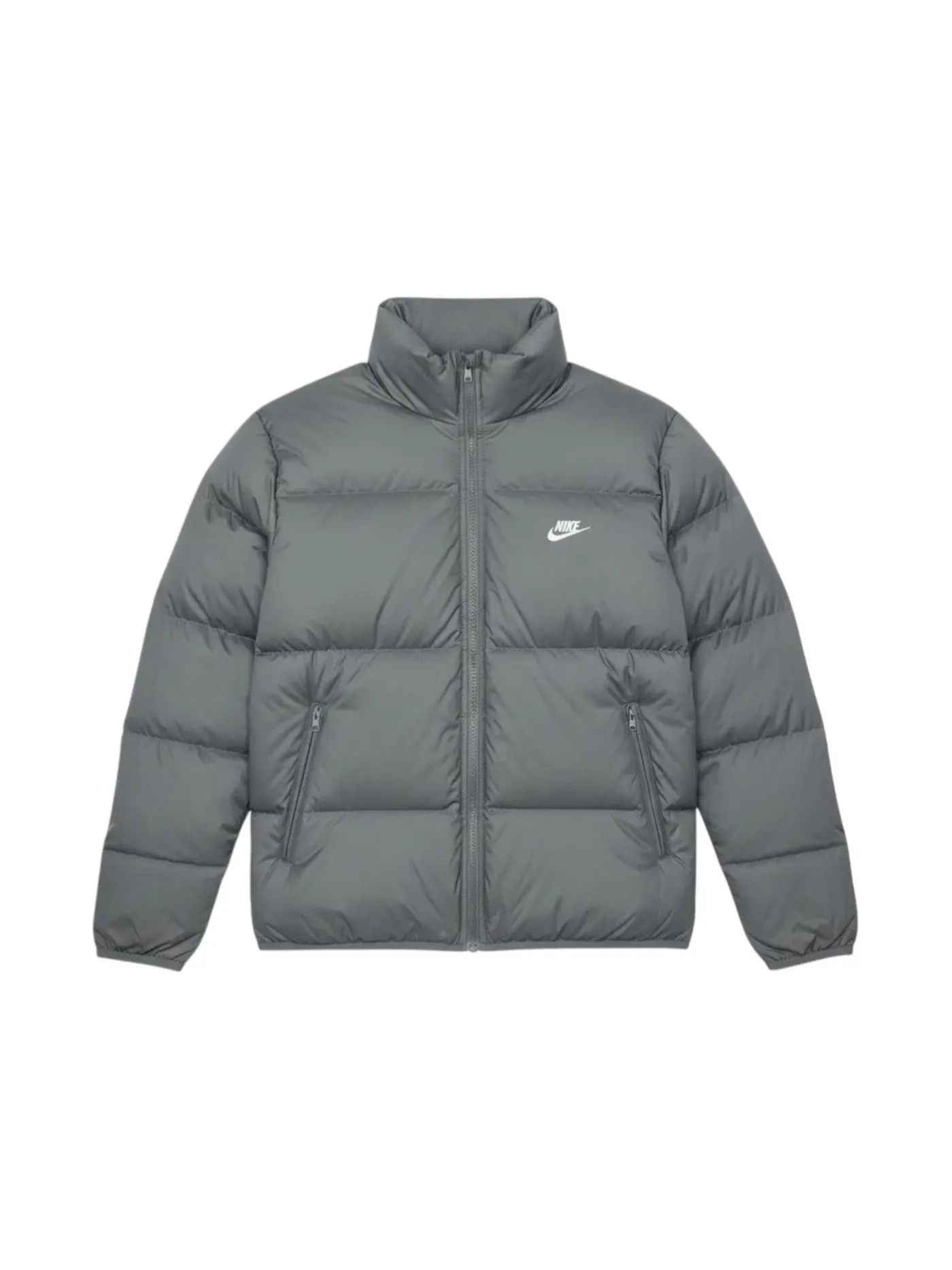 Мужская куртка-пуховик с принтом Nike Sportswear Club Therma-FIT Down Puffer Jacket — изображение 1 из 1, серый/белый