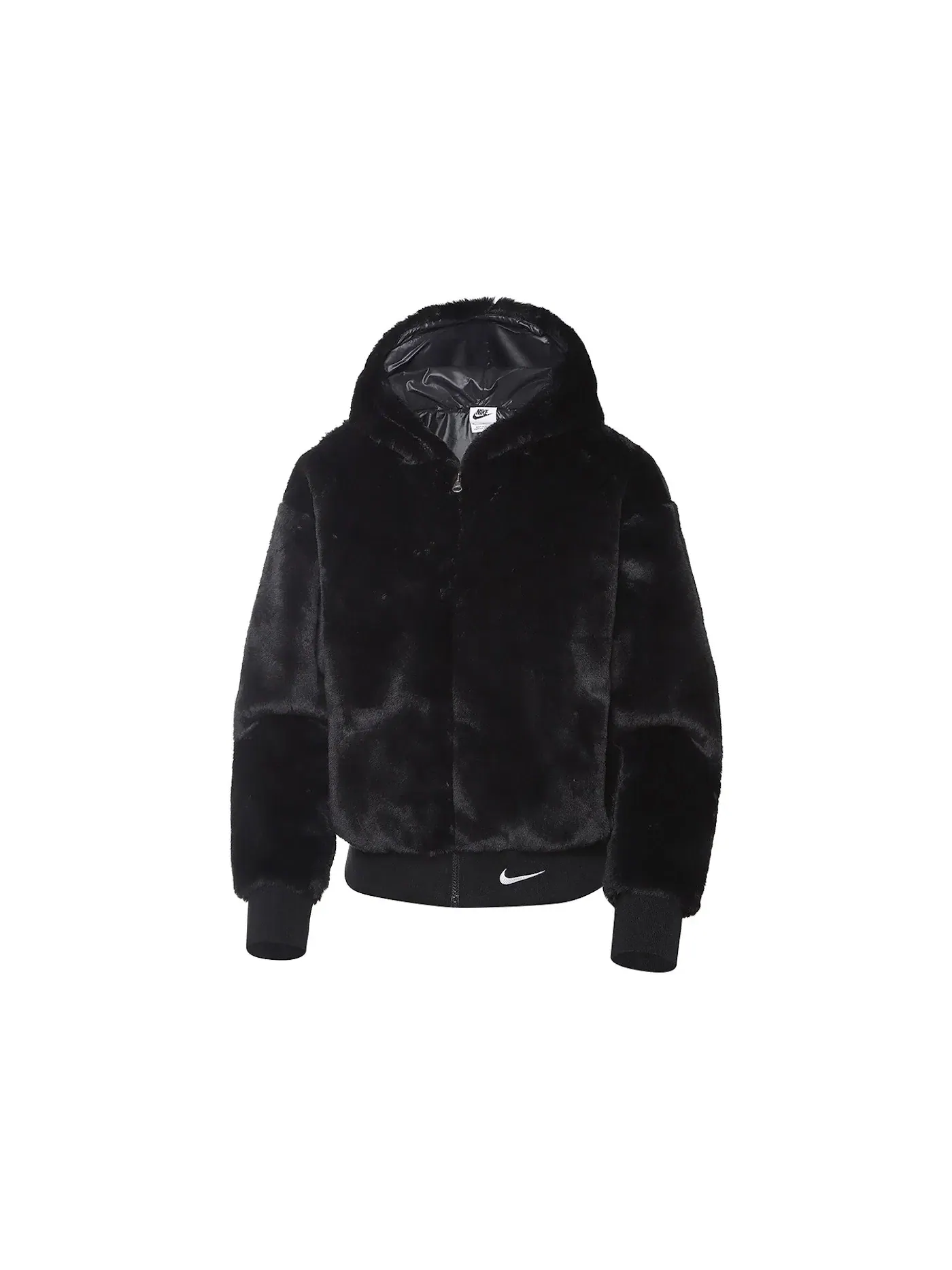 Женская куртка из искусственного меха с принтом Nike Jacket — изображение 1 из 2, черный/белый
