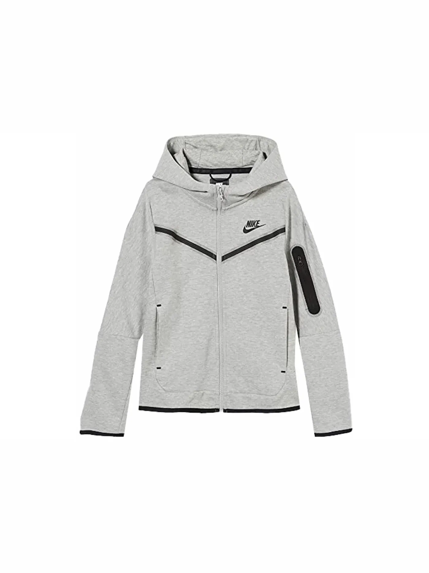 Детская худи с полным замком из Tech Fleece Plus Size Nike — изображение 1 из 1, темный серый/черный