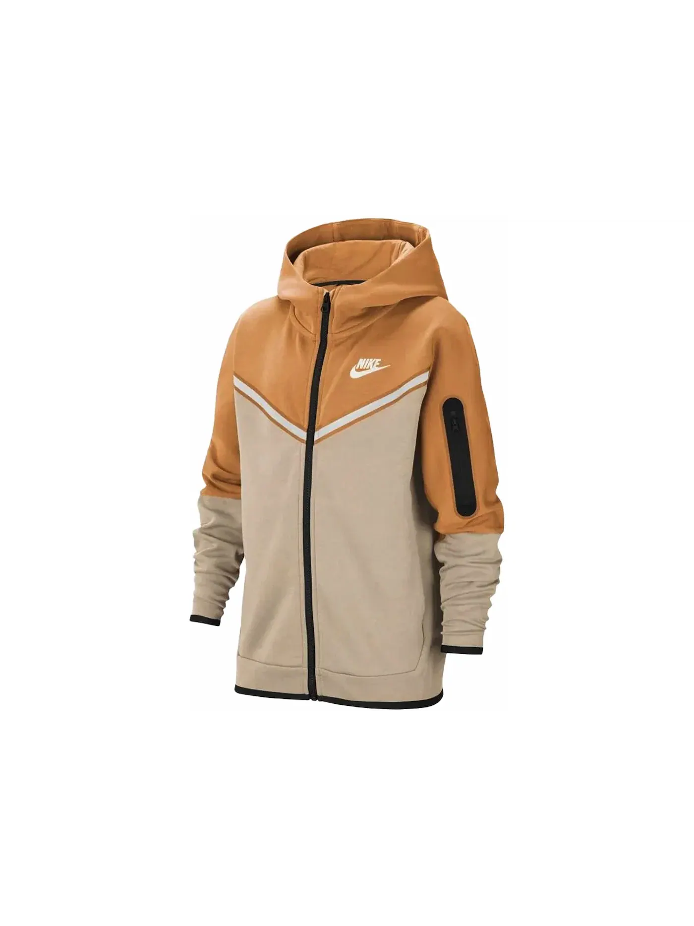 Детская худи на молнии Nike Sportswear Kids Tech Fleece — изображение 1 из 2, желтый/серый